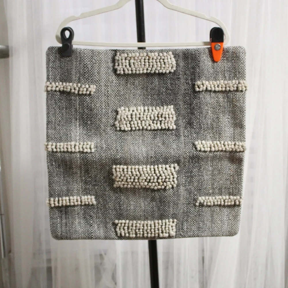 Williams Sonoma. Textured Gray & Ivory Woven Pillow Cover. Set of 2. Sq./Lumbar
